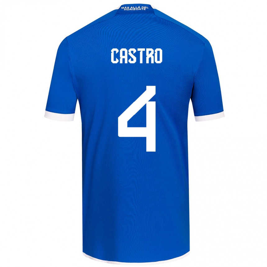 Niño Fútbol Camiseta José Ignacio Castro #4 Azul Blanco 1ª Equipación 2024/25 Argentina