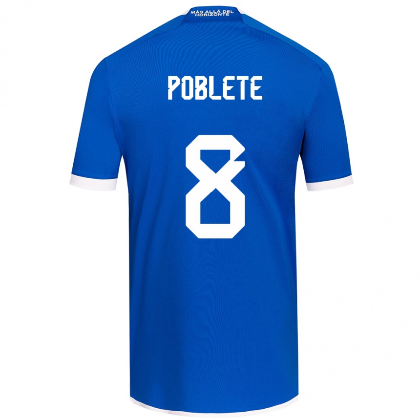 Niño Fútbol Camiseta Israel Poblete #8 Azul Blanco 1ª Equipación 2024/25 Argentina