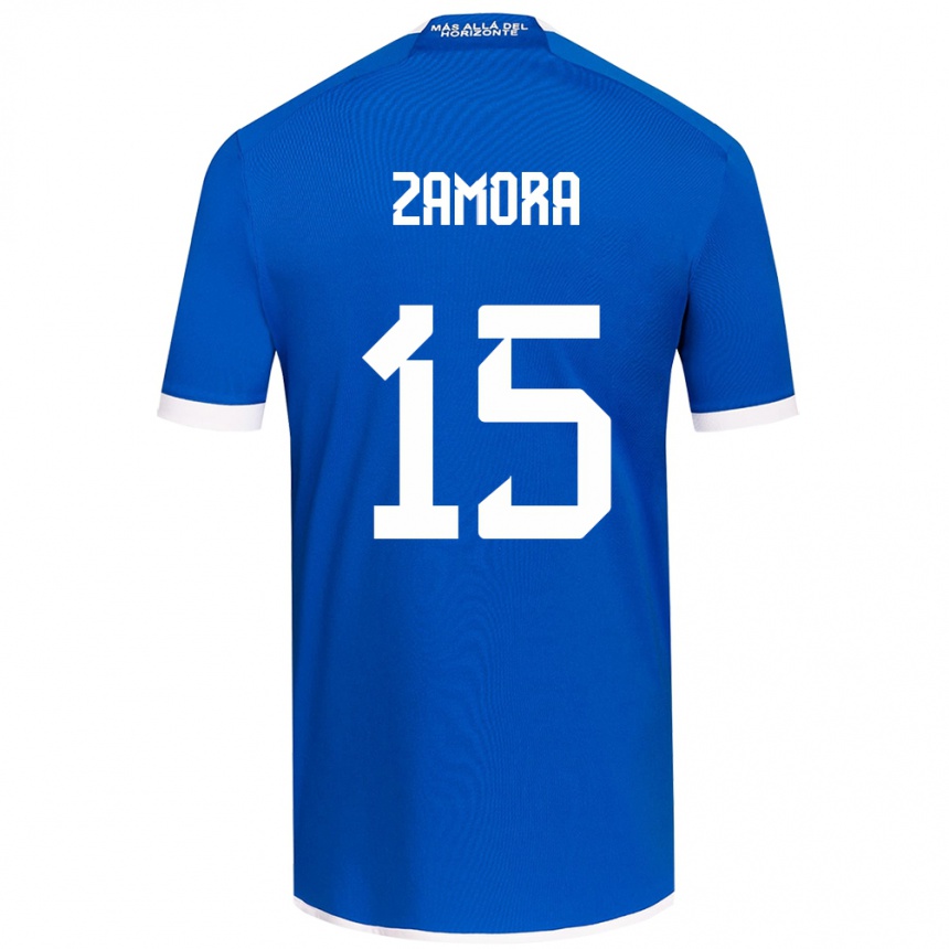 Niño Fútbol Camiseta Daniela Zamora #15 Azul Blanco 1ª Equipación 2024/25 Argentina