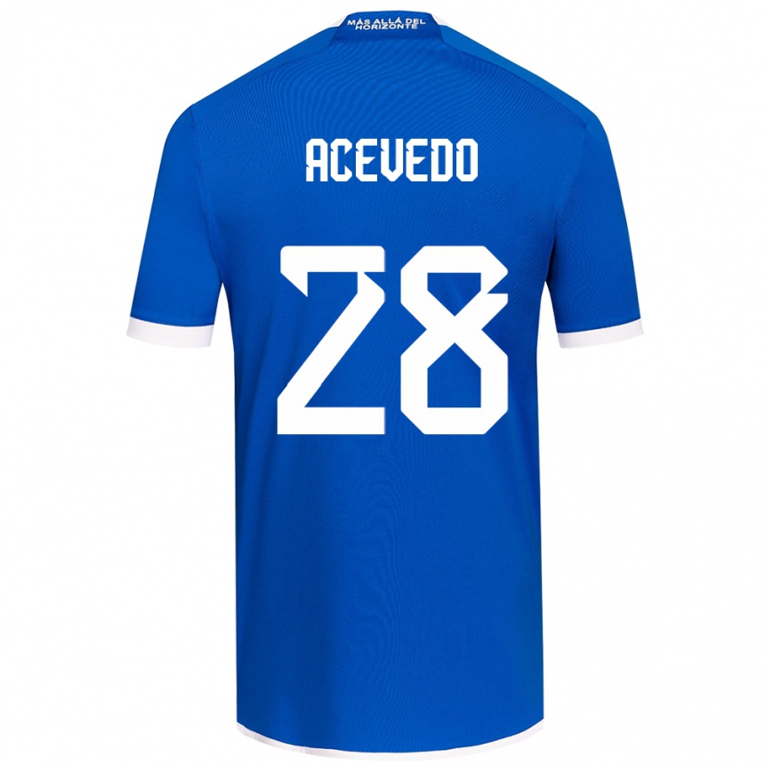 Niño Fútbol Camiseta Florencia Acevedo #28 Azul Blanco 1ª Equipación 2024/25 Argentina