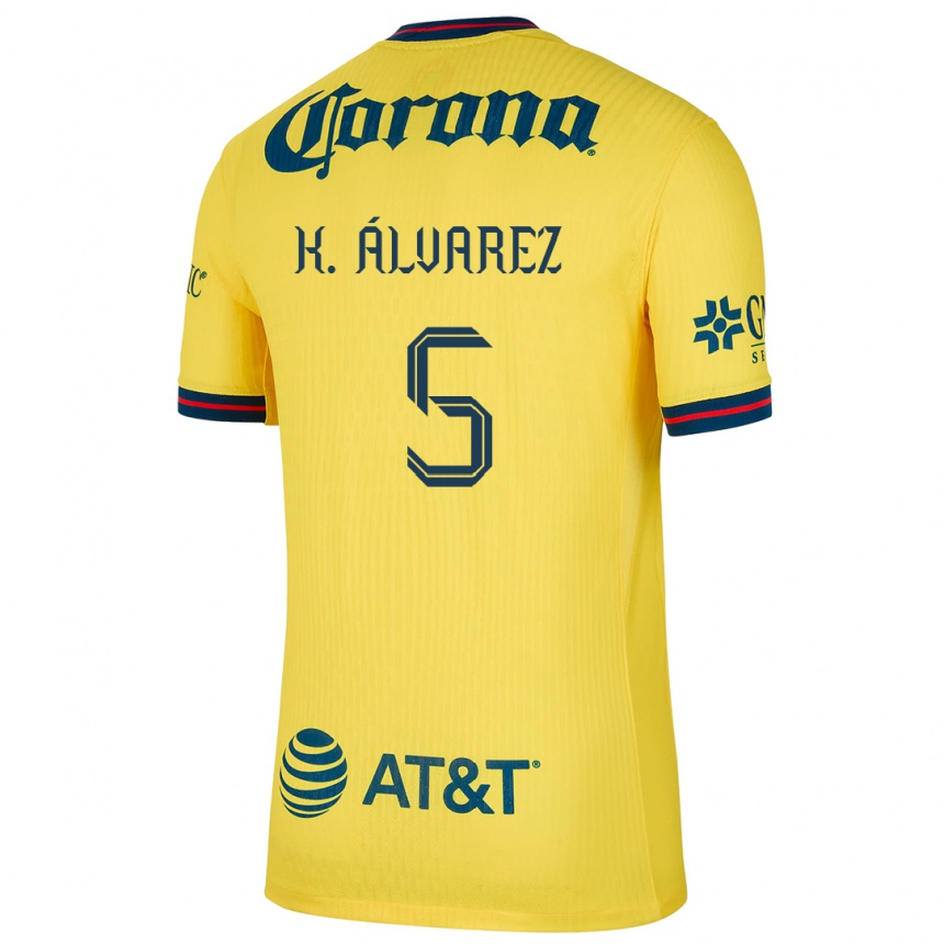 Niño Fútbol Camiseta Kevin Álvarez #5 Amarillo Azul 1ª Equipación 2024/25 Argentina