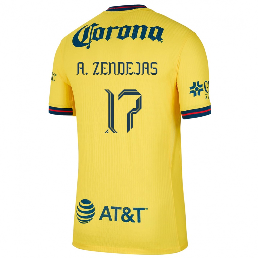 Niño Fútbol Camiseta Álex Zendejas #17 Amarillo Azul 1ª Equipación 2024/25 Argentina