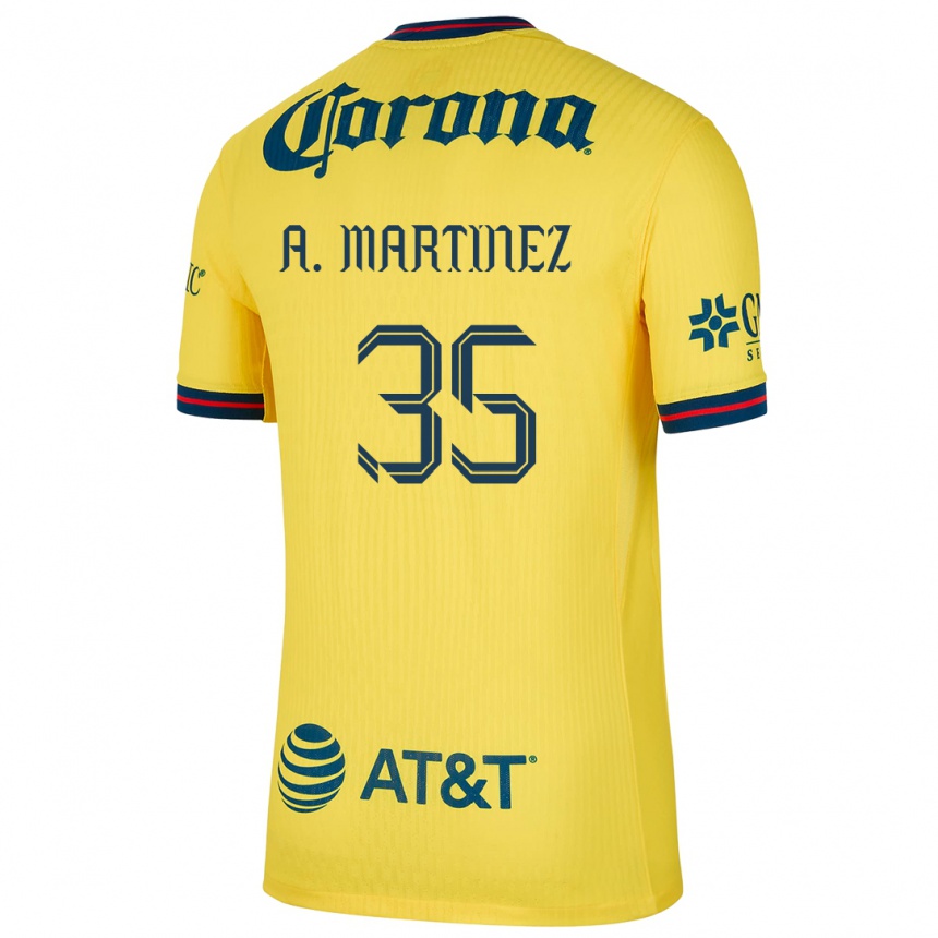 Niño Fútbol Camiseta Arturo Martínez #35 Amarillo Azul 1ª Equipación 2024/25 Argentina