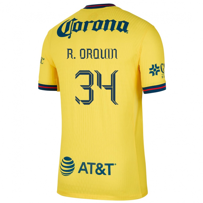 Niño Fútbol Camiseta Ralph Orquin #34 Amarillo Azul 1ª Equipación 2024/25 Argentina