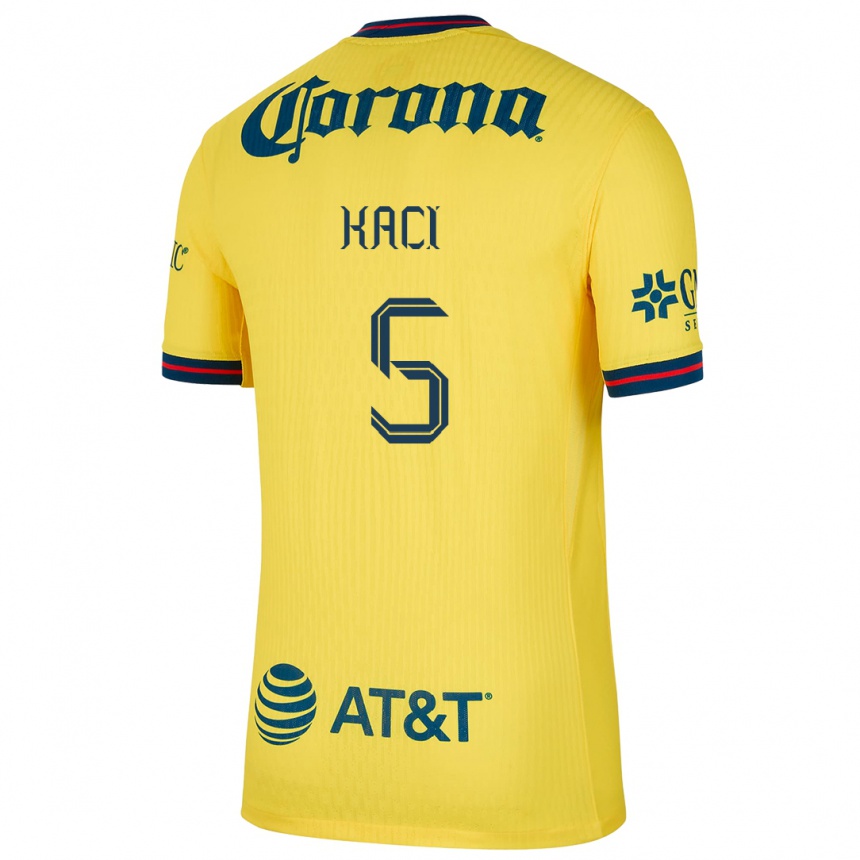 Niño Fútbol Camiseta Aurelie Kaci #5 Amarillo Azul 1ª Equipación 2024/25 Argentina