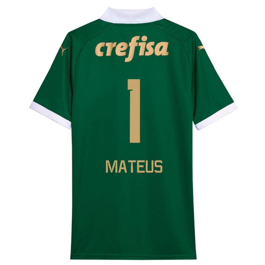 Niño Fútbol Camiseta Mateus #1 Verde Blanco 1ª Equipación 2024/25 Argentina