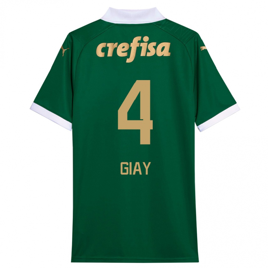 Niño Fútbol Camiseta Agustín Giay #4 Verde Blanco 1ª Equipación 2024/25 Argentina