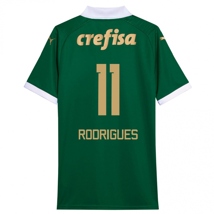 Niño Fútbol Camiseta Bruno Rodrigues #11 Verde Blanco 1ª Equipación 2024/25 Argentina