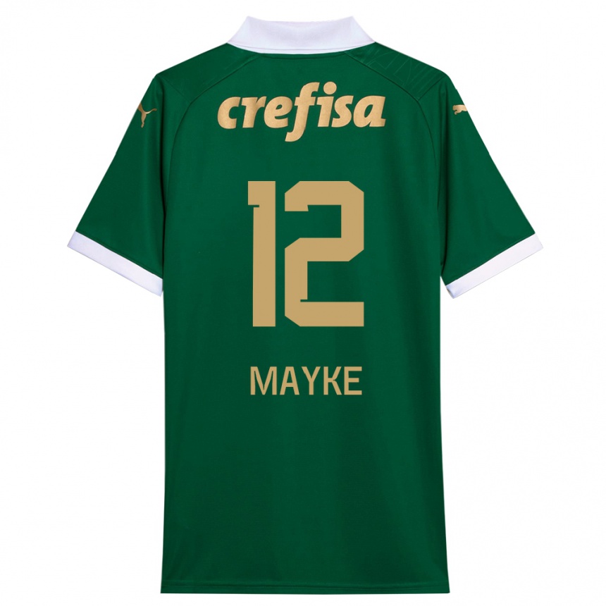 Niño Fútbol Camiseta Mayke #12 Verde Blanco 1ª Equipación 2024/25 Argentina