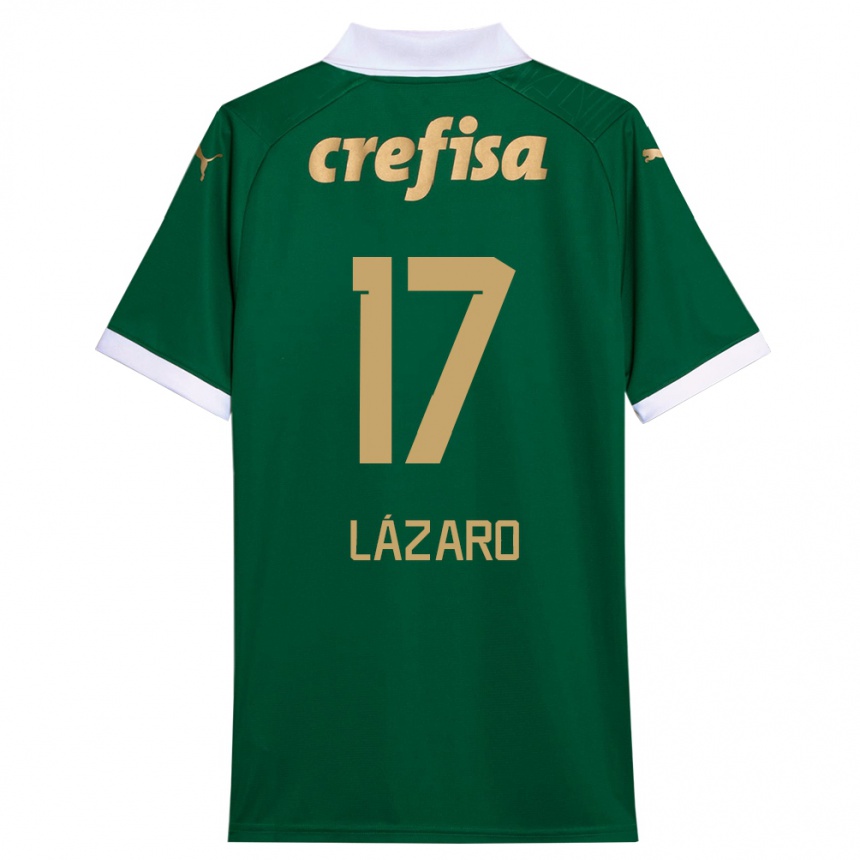 Niño Fútbol Camiseta Lázaro #17 Verde Blanco 1ª Equipación 2024/25 Argentina