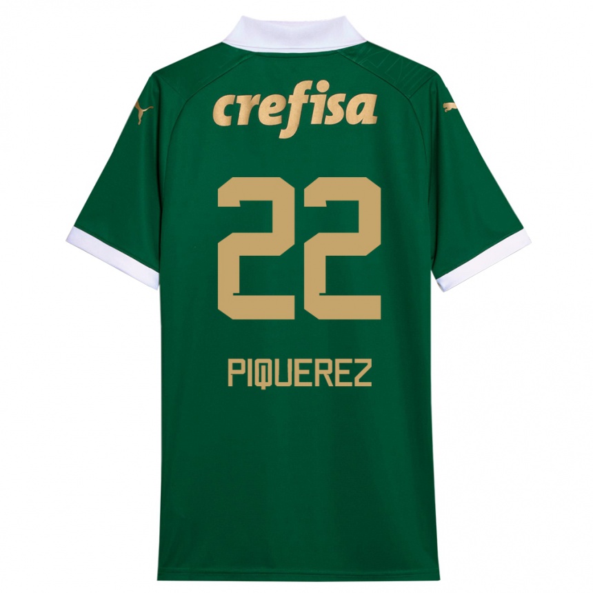 Niño Fútbol Camiseta Joaquín Piquerez #22 Verde Blanco 1ª Equipación 2024/25 Argentina