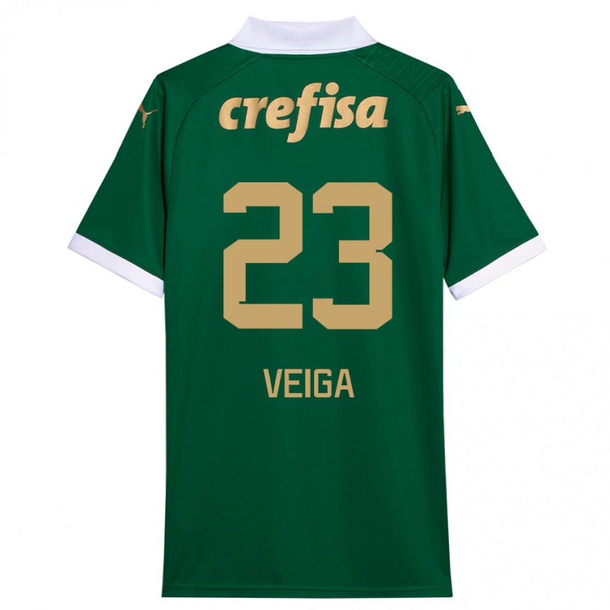 Niño Fútbol Camiseta Raphael Veiga #23 Verde Blanco 1ª Equipación 2024/25 Argentina