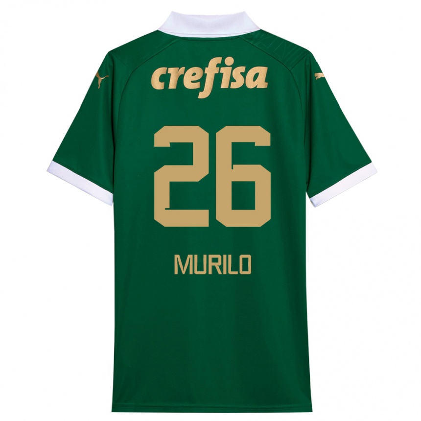 Niño Fútbol Camiseta Murilo #26 Verde Blanco 1ª Equipación 2024/25 Argentina