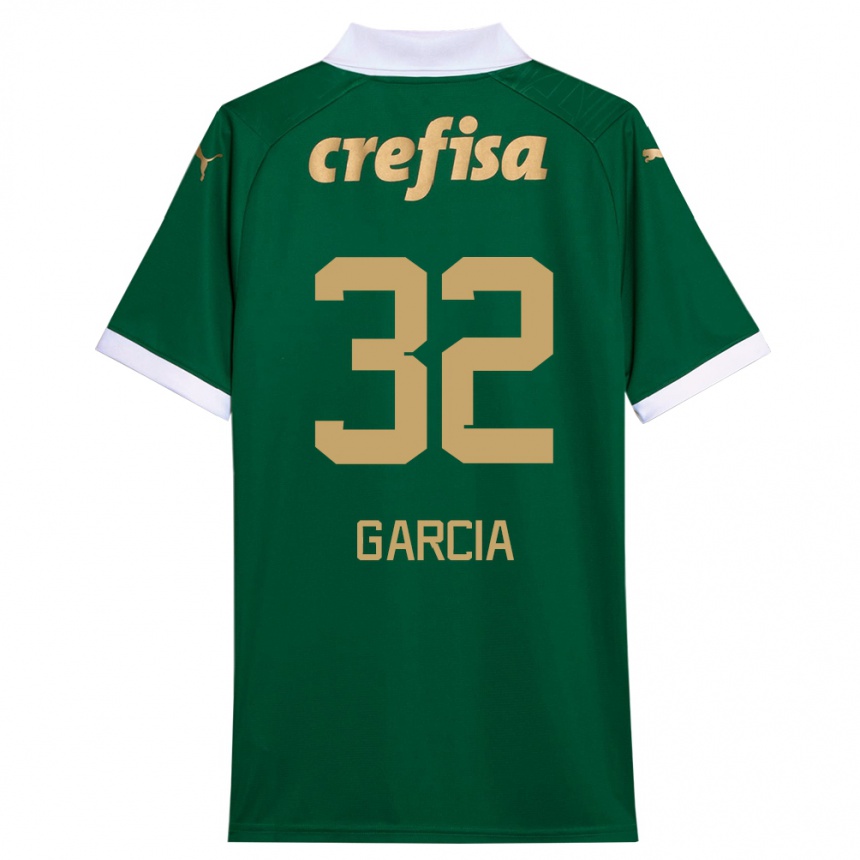 Niño Fútbol Camiseta Garcia #32 Verde Blanco 1ª Equipación 2024/25 Argentina