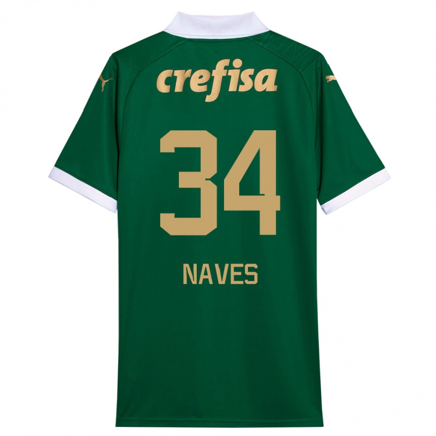 Niño Fútbol Camiseta Naves #34 Verde Blanco 1ª Equipación 2024/25 Argentina