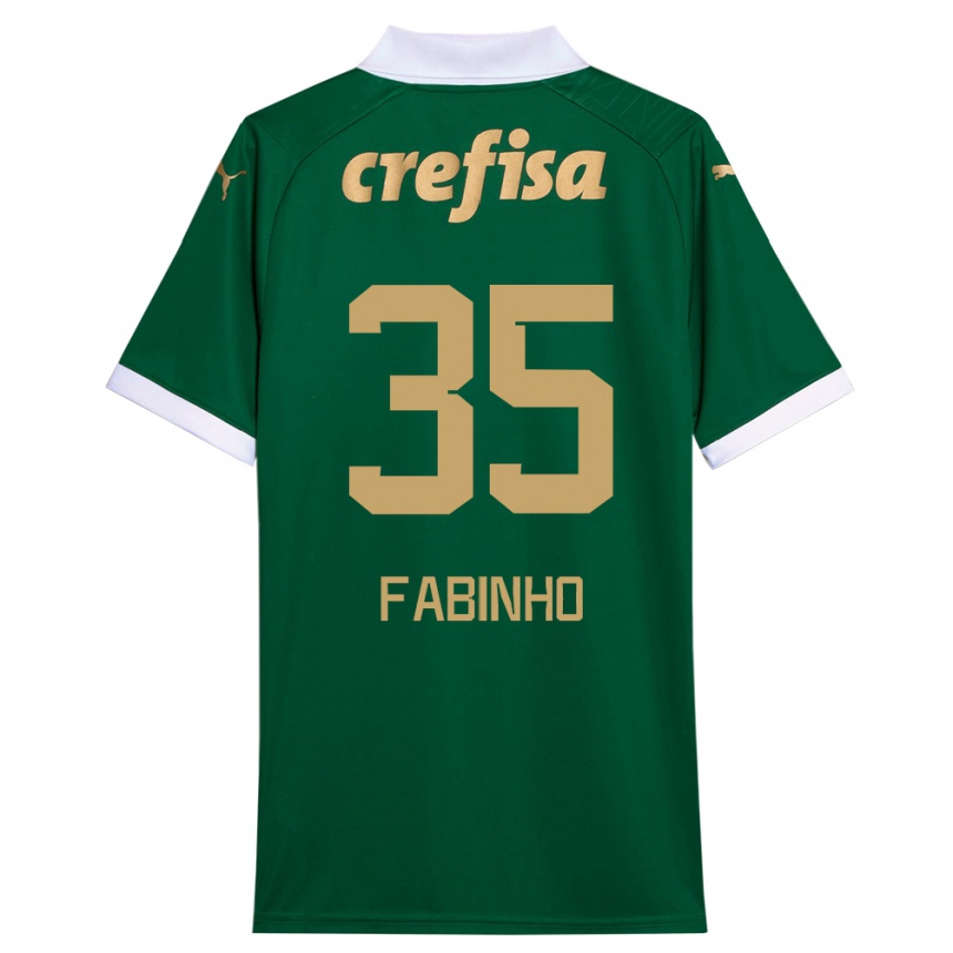 Niño Fútbol Camiseta Fabinho #35 Verde Blanco 1ª Equipación 2024/25 Argentina