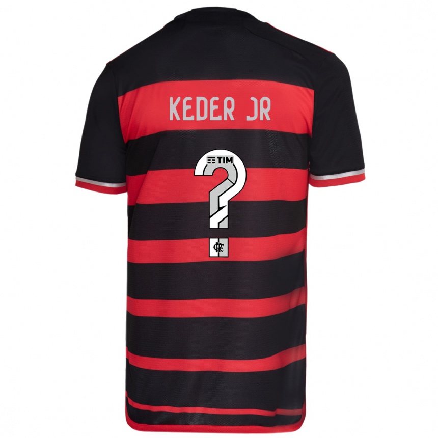 Niño Fútbol Camiseta Keder Jr #0 Negro Rojo 1ª Equipación 2024/25 Argentina