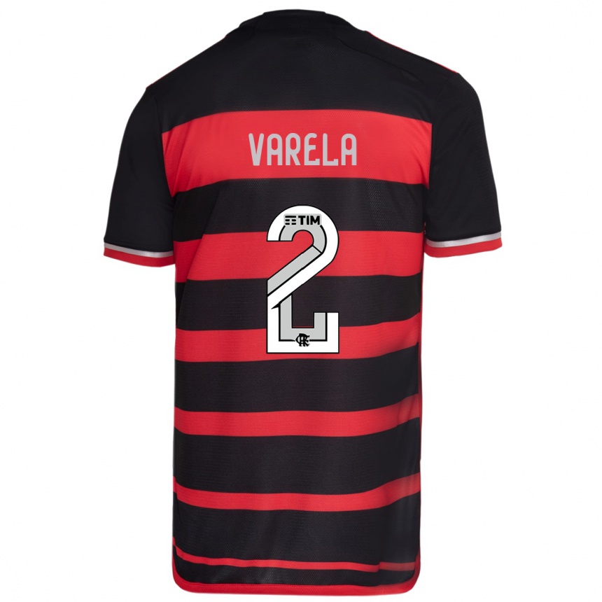 Niño Fútbol Camiseta Guillermo Varela #2 Negro Rojo 1ª Equipación 2024/25 Argentina