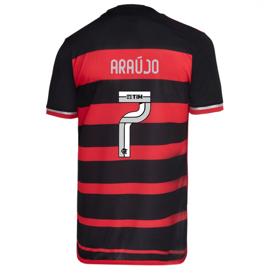 Niño Fútbol Camiseta Luiz Araújo #7 Negro Rojo 1ª Equipación 2024/25 Argentina