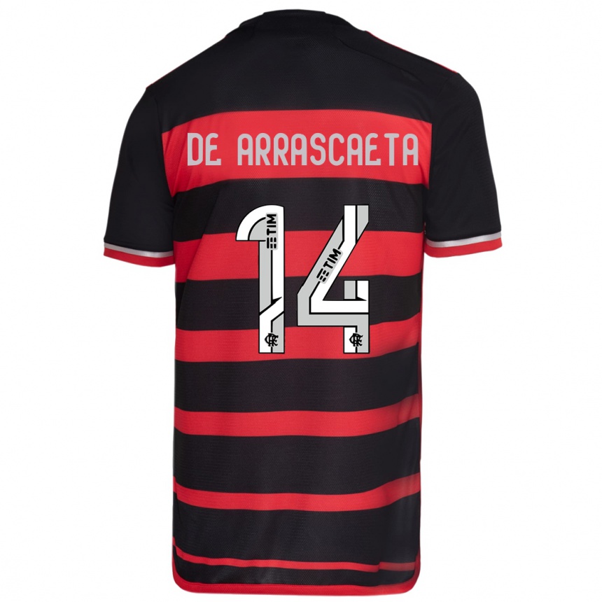 Niño Fútbol Camiseta Giorgian De Arrascaeta #14 Negro Rojo 1ª Equipación 2024/25 Argentina