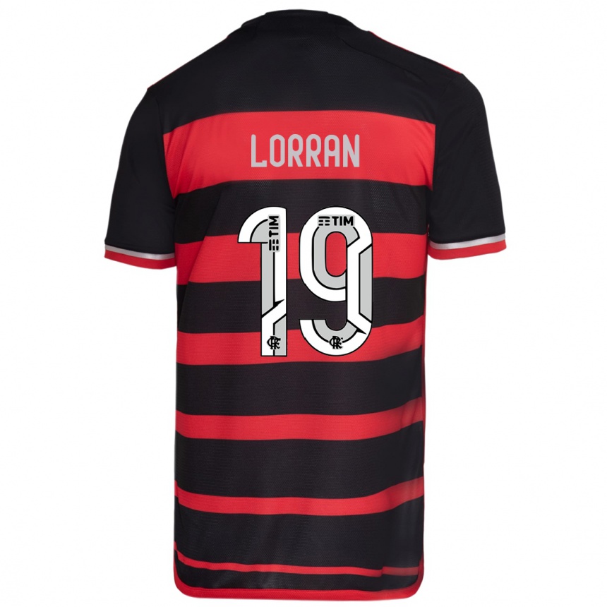 Niño Fútbol Camiseta Lorran #19 Negro Rojo 1ª Equipación 2024/25 Argentina