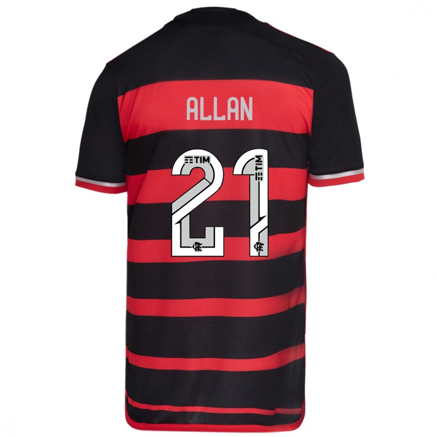 Niño Fútbol Camiseta Allan #21 Negro Rojo 1ª Equipación 2024/25 Argentina