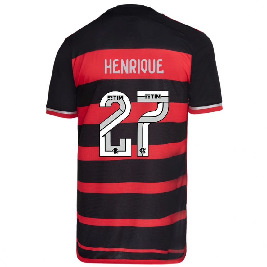 Niño Fútbol Camiseta Bruno Henrique #27 Negro Rojo 1ª Equipación 2024/25 Argentina