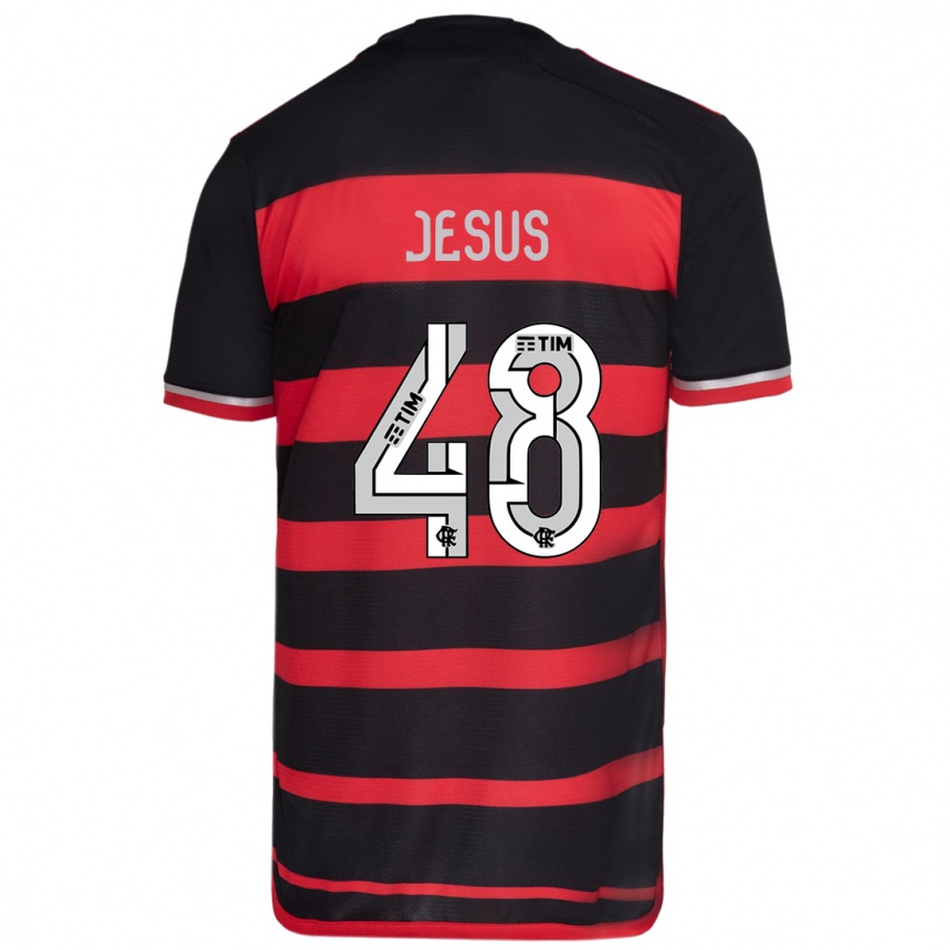 Niño Fútbol Camiseta Igor Jesus #48 Negro Rojo 1ª Equipación 2024/25 Argentina