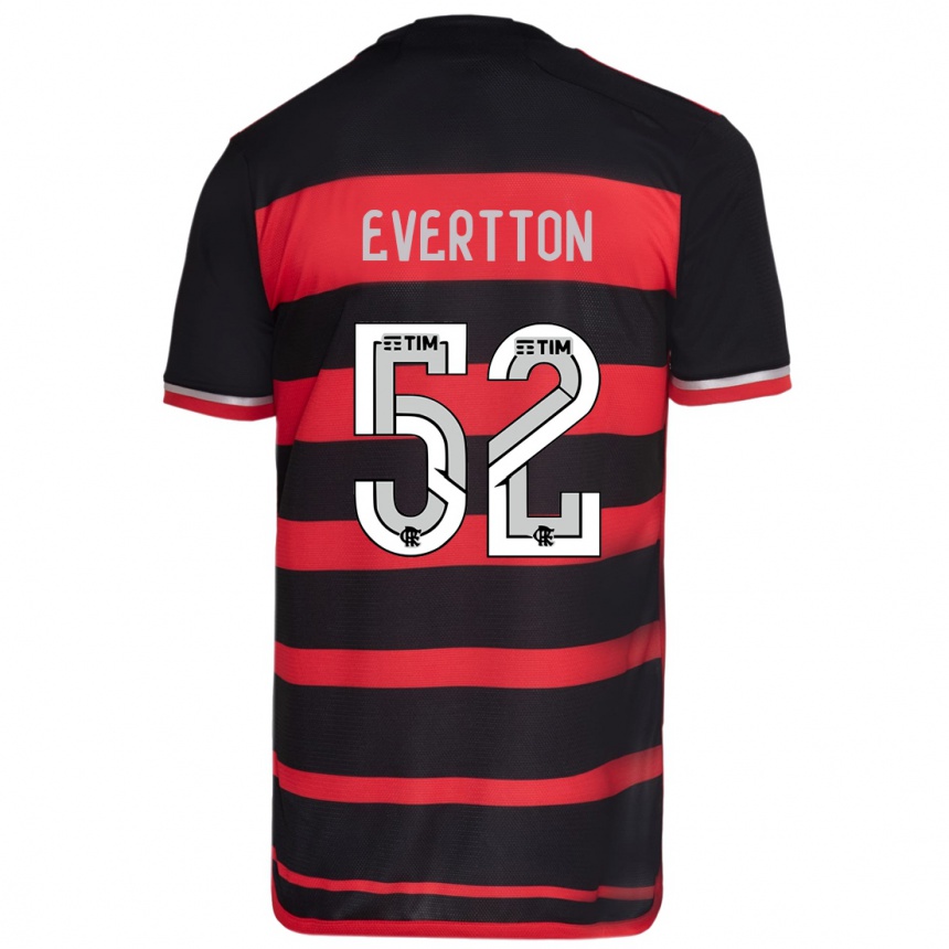 Niño Fútbol Camiseta Evertton #52 Negro Rojo 1ª Equipación 2024/25 Argentina