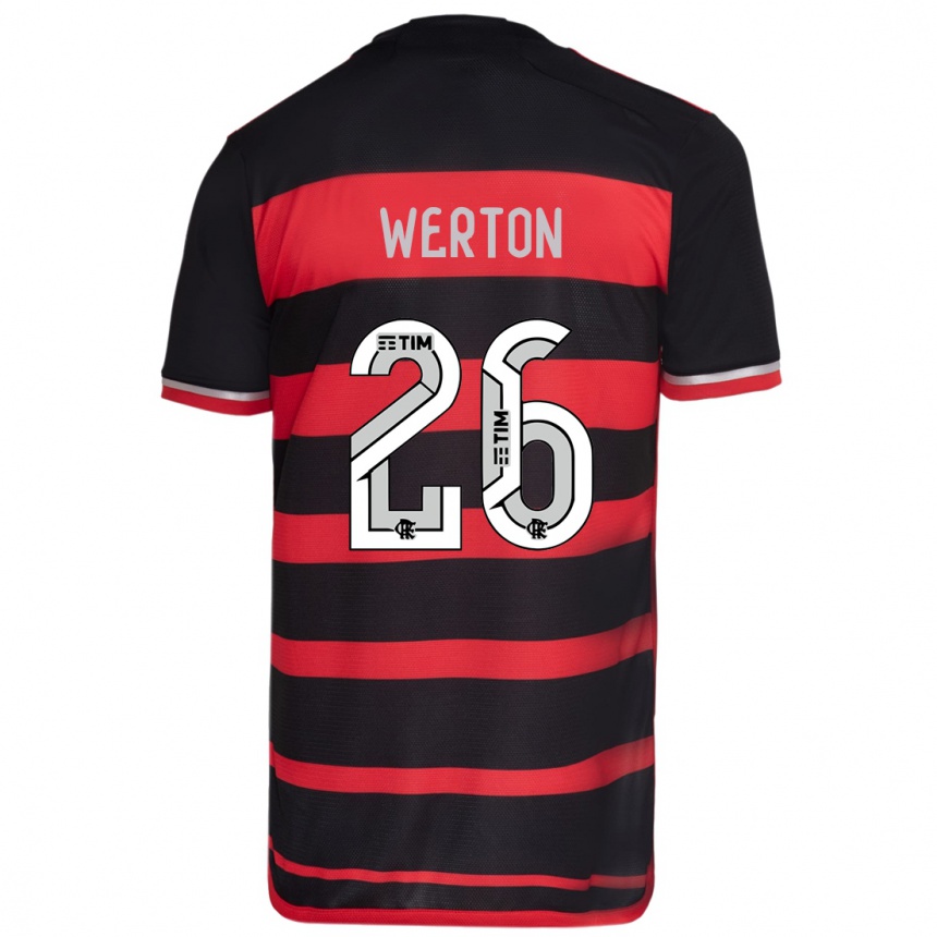 Niño Fútbol Camiseta Werton #26 Negro Rojo 1ª Equipación 2024/25 Argentina