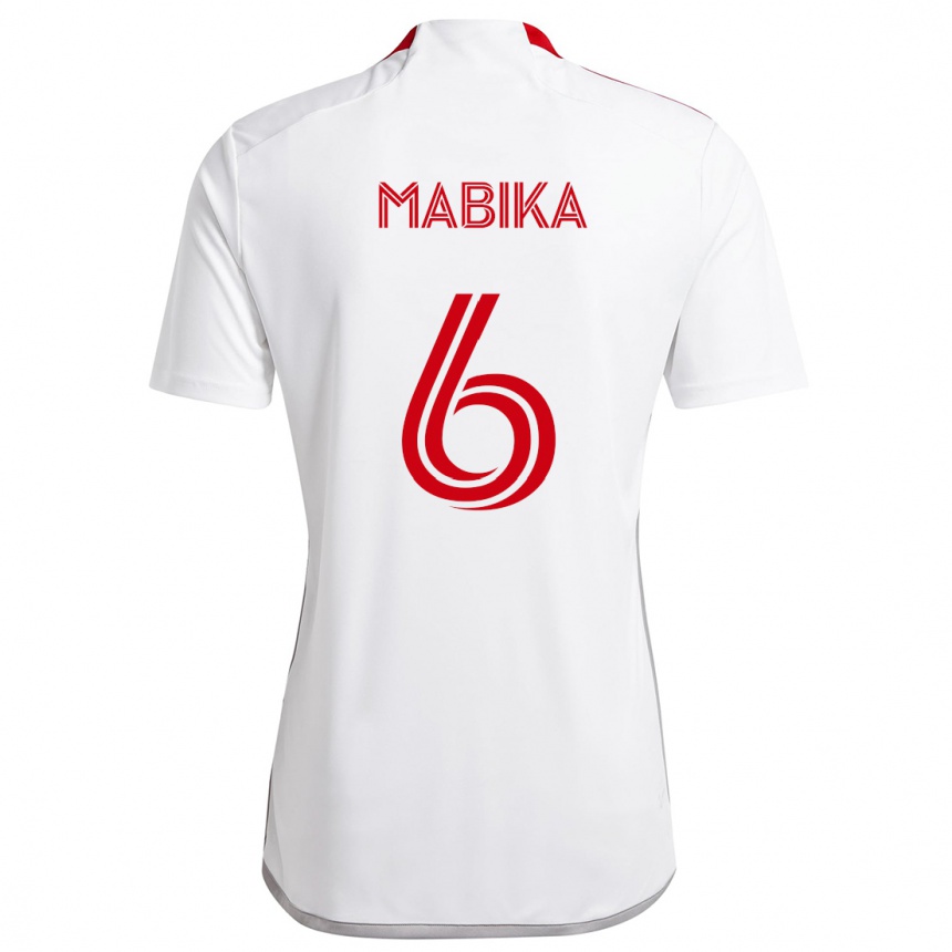 Niño Fútbol Camiseta Aimé Mabika #6 Blanco Rojo 2ª Equipación 2024/25 Argentina