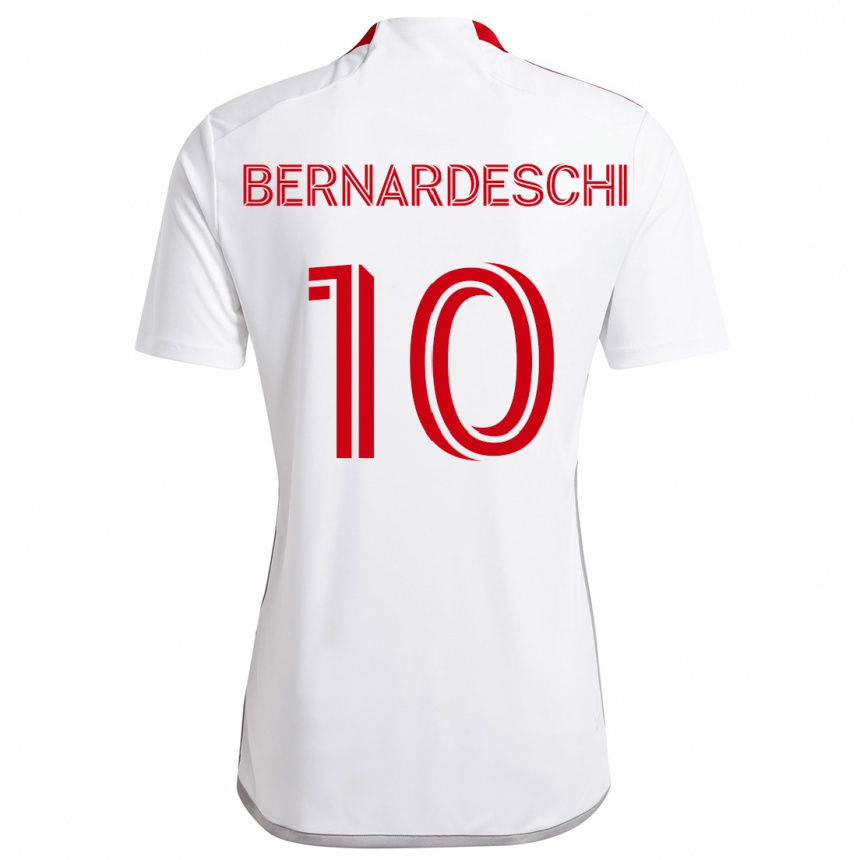 Niño Fútbol Camiseta Federico Bernardeschi #10 Blanco Rojo 2ª Equipación 2024/25 Argentina