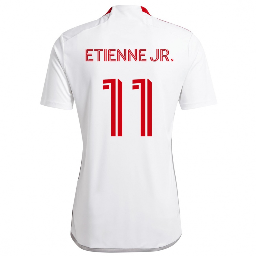 Niño Fútbol Camiseta Derrick Etienne Jr. #11 Blanco Rojo 2ª Equipación 2024/25 Argentina