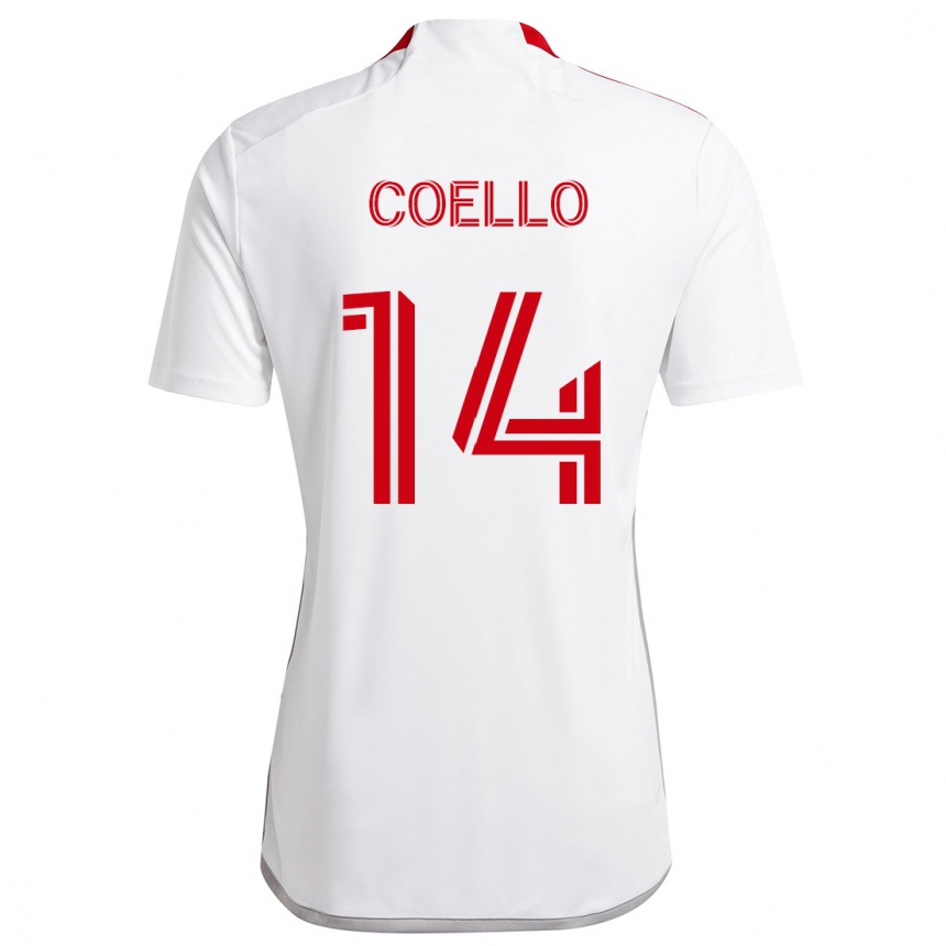 Niño Fútbol Camiseta Alonso Coello #14 Blanco Rojo 2ª Equipación 2024/25 Argentina