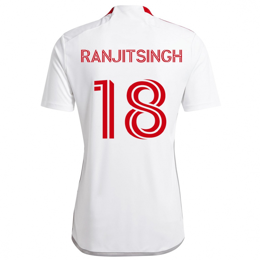 Niño Fútbol Camiseta Greg Ranjitsingh #18 Blanco Rojo 2ª Equipación 2024/25 Argentina