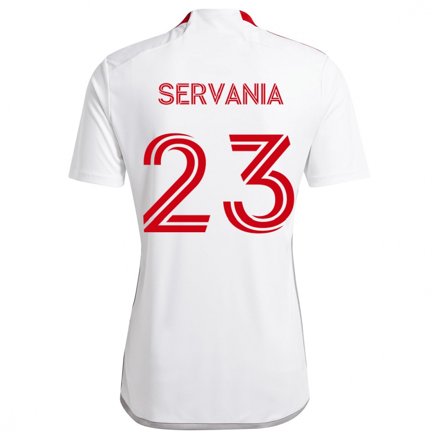 Niño Fútbol Camiseta Brandon Servania #23 Blanco Rojo 2ª Equipación 2024/25 Argentina