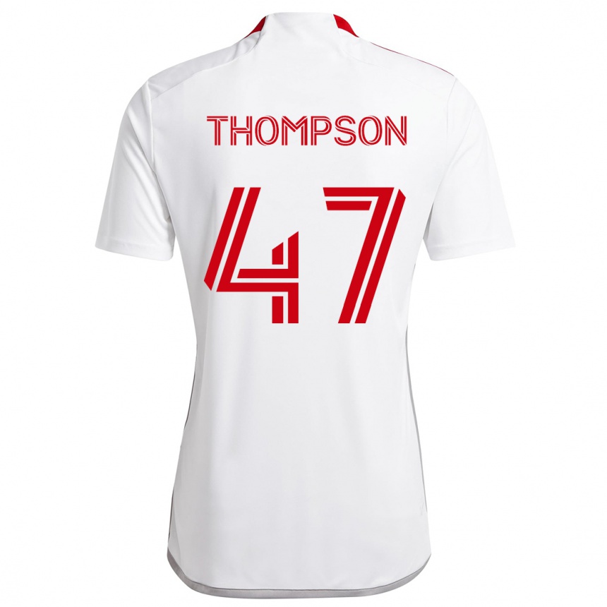 Niño Fútbol Camiseta Kosi Thompson #47 Blanco Rojo 2ª Equipación 2024/25 Argentina