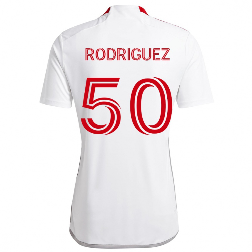 Niño Fútbol Camiseta Abraham Rodriguez #50 Blanco Rojo 2ª Equipación 2024/25 Argentina