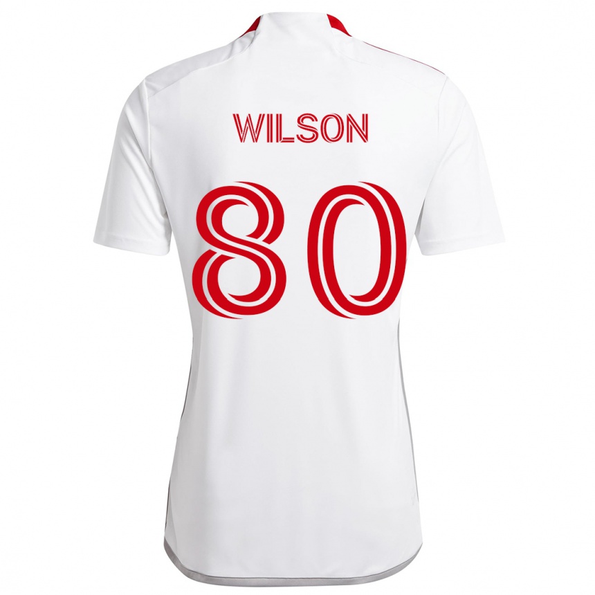 Niño Fútbol Camiseta Shafique Wilson #80 Blanco Rojo 2ª Equipación 2024/25 Argentina