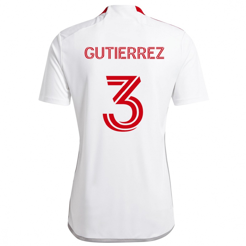 Niño Fútbol Camiseta Cristián Gutiérrez #3 Blanco Rojo 2ª Equipación 2024/25 Argentina