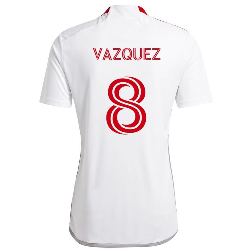 Niño Fútbol Camiseta Víctor Vázquez #8 Blanco Rojo 2ª Equipación 2024/25 Argentina