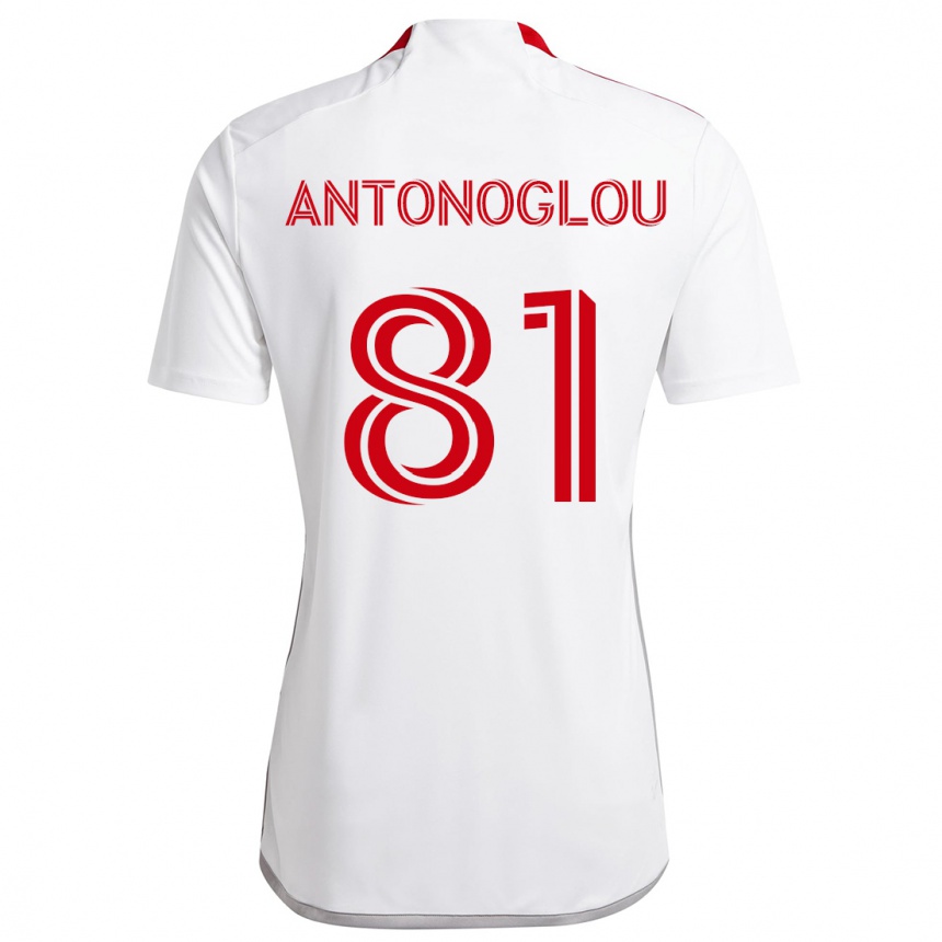 Niño Fútbol Camiseta Themi Antonoglou #81 Blanco Rojo 2ª Equipación 2024/25 Argentina