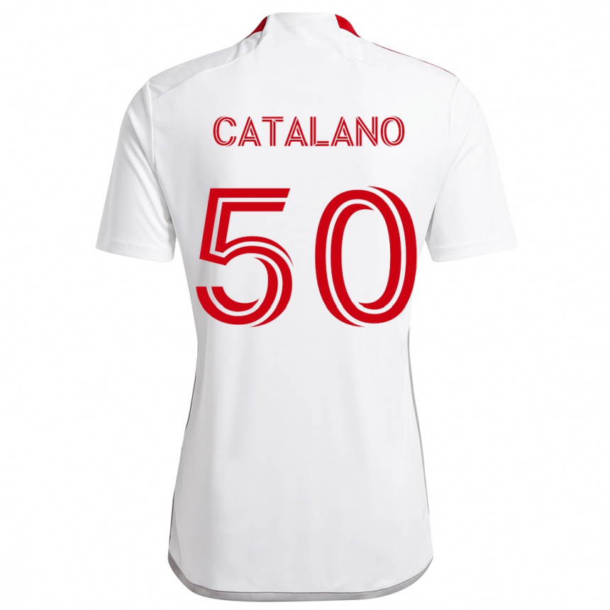 Niño Fútbol Camiseta Gianluca Catalano #50 Blanco Rojo 2ª Equipación 2024/25 Argentina