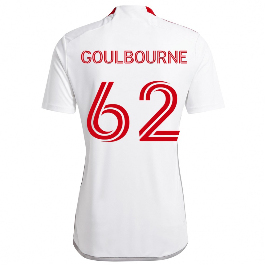 Niño Fútbol Camiseta Rohan Goulbourne #62 Blanco Rojo 2ª Equipación 2024/25 Argentina