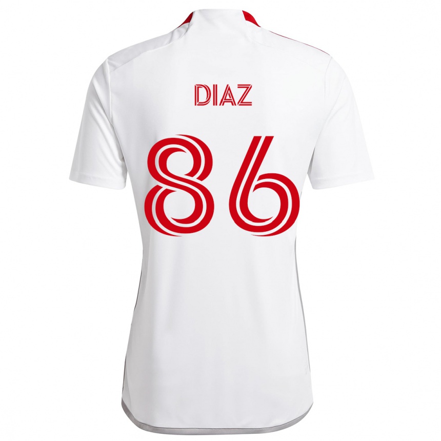 Niño Fútbol Camiseta Alec Díaz #86 Blanco Rojo 2ª Equipación 2024/25 Argentina