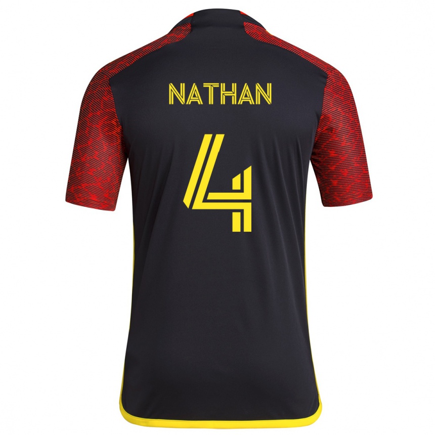 Niño Fútbol Camiseta Nathan #4 Negro Rojo 2ª Equipación 2024/25 Argentina