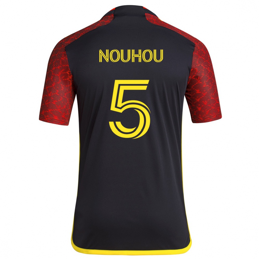 Niño Fútbol Camiseta Nouhou #5 Negro Rojo 2ª Equipación 2024/25 Argentina