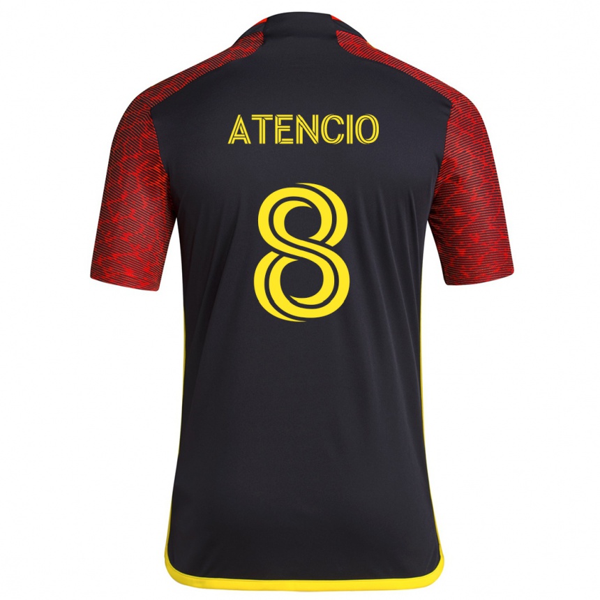 Niño Fútbol Camiseta Josh Atencio #8 Negro Rojo 2ª Equipación 2024/25 Argentina