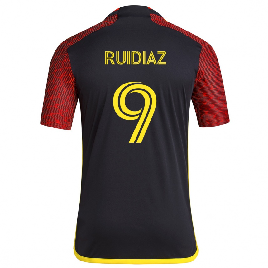 Niño Fútbol Camiseta Raúl Ruidíaz #9 Negro Rojo 2ª Equipación 2024/25 Argentina