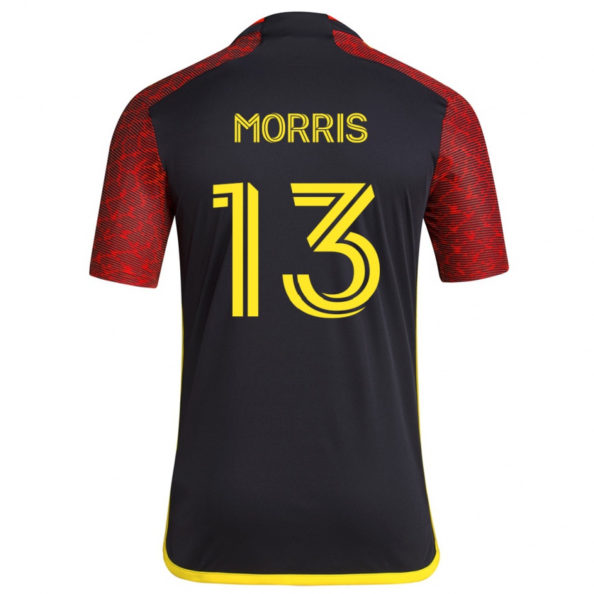 Niño Fútbol Camiseta Jordan Morris #13 Negro Rojo 2ª Equipación 2024/25 Argentina